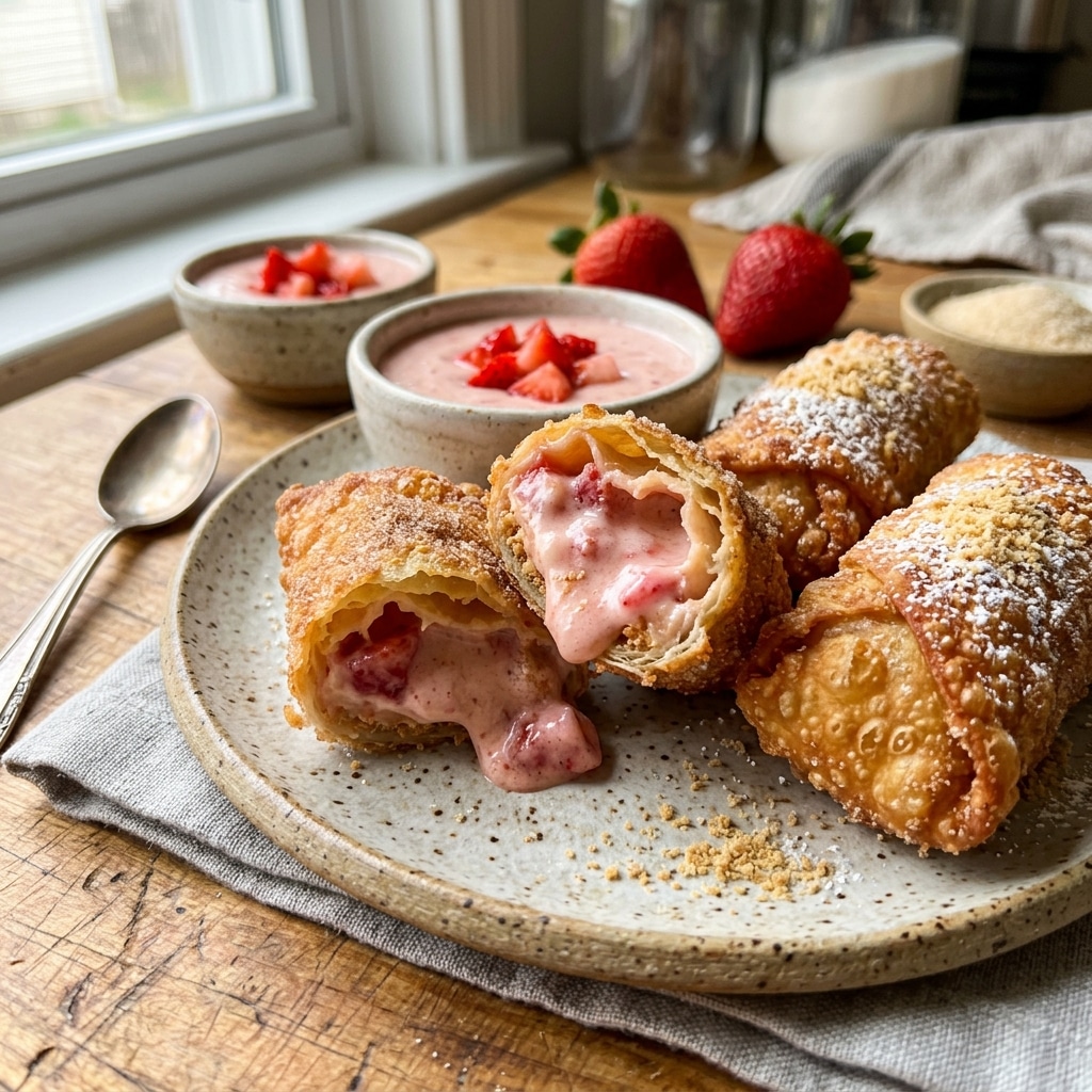 Strawberry Cheesecake Eggroll Bites (Crispy Creamy Dessert)