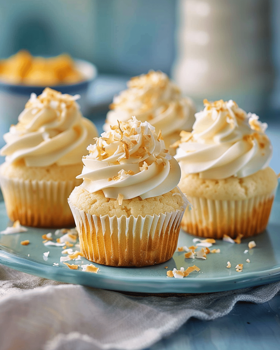 Piña Colada Cupcake Recipe with Coconut Topping