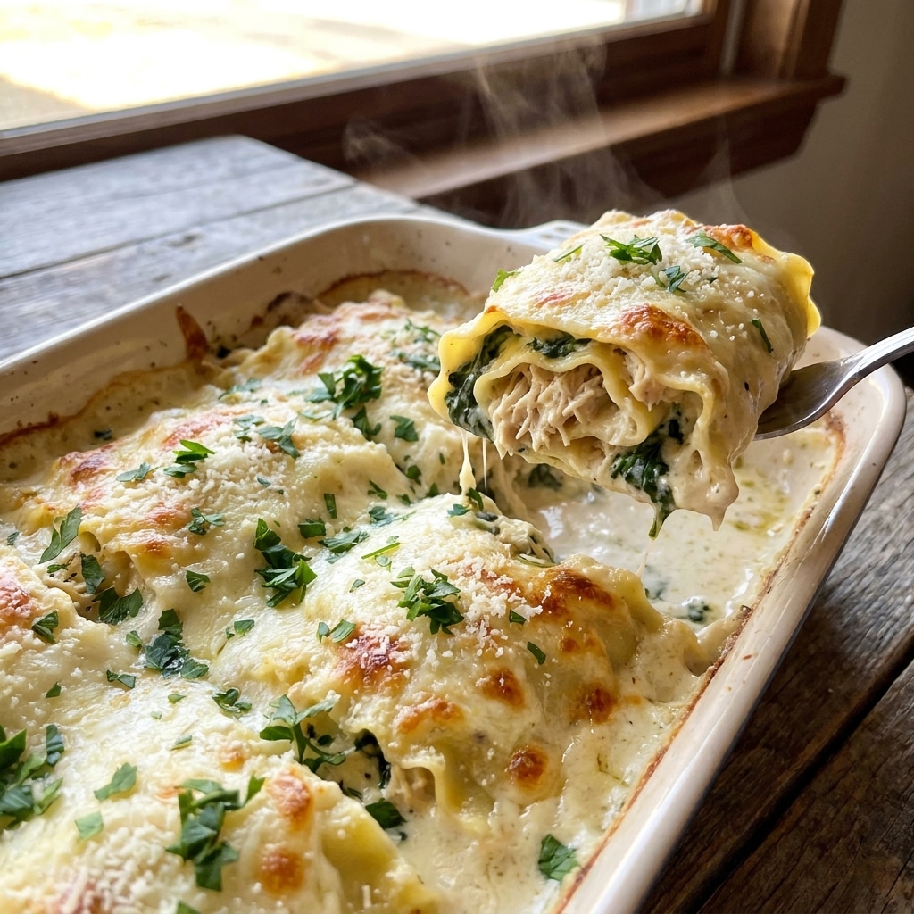 Chicken Alfredo Lasagna Rolls
