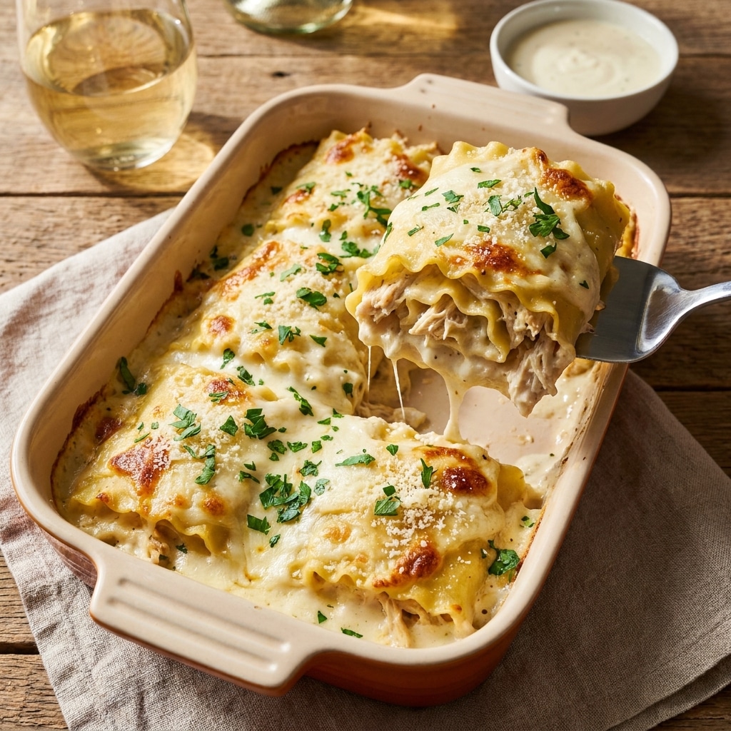 Chicken Alfredo Lasagna Rolls
