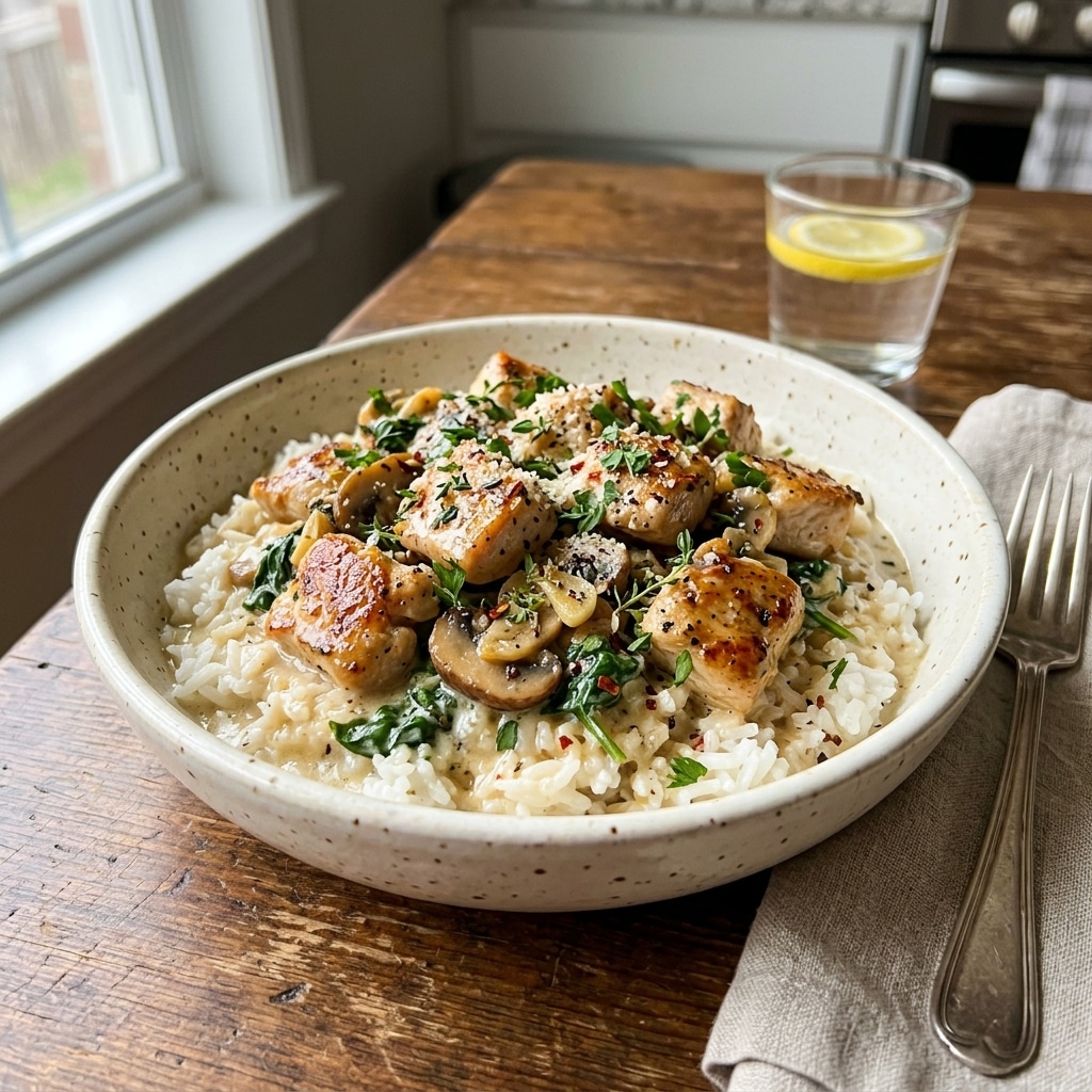 Creamy Garlic Chicken Rice Bowls