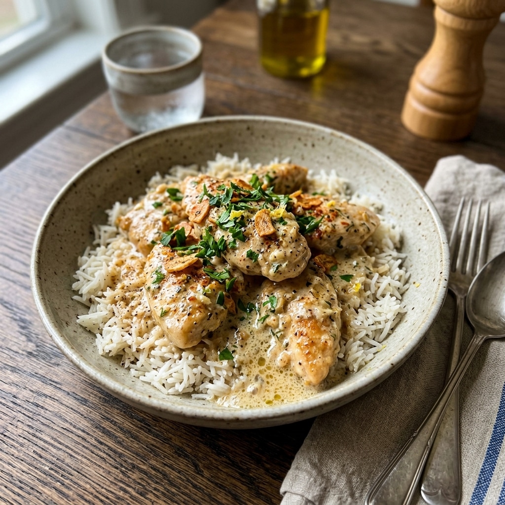 Creamy Garlic Chicken Rice Bowls
