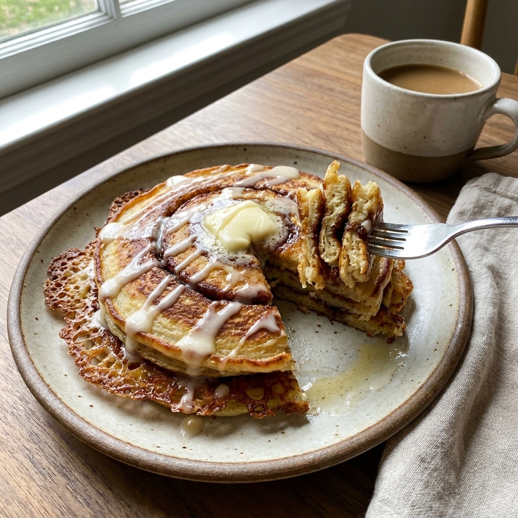 Flaky Brown Butter Cinnamon Roll Pancakes