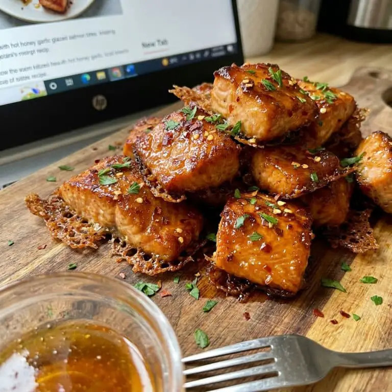 Hot Honey Garlic Glazed Salmon Bites