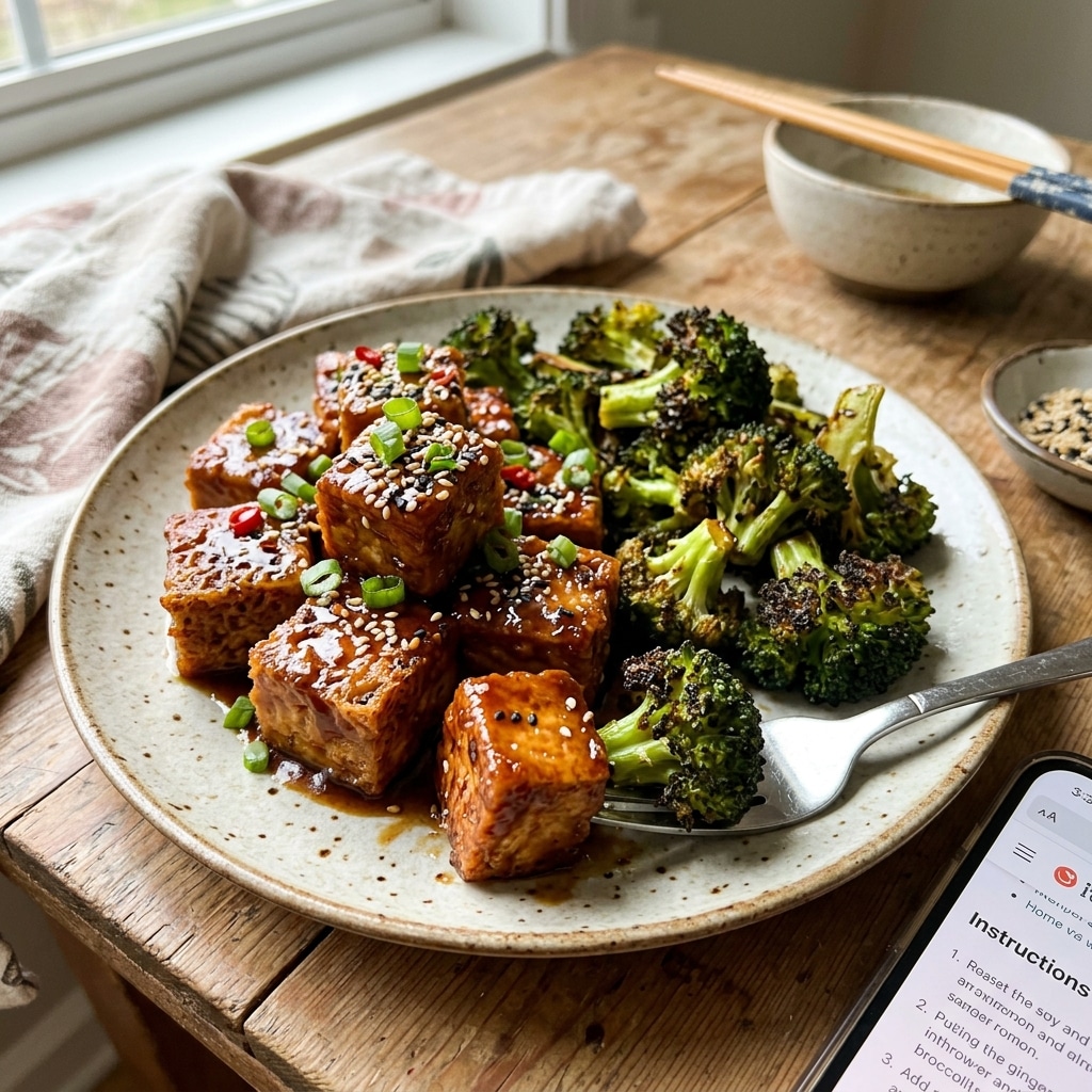 Sticky Soy and Ginger Tofu with Charred Broccoli