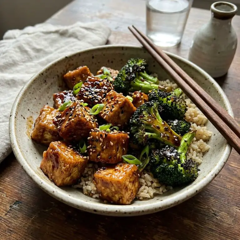Sticky Soy and Ginger Tofu with Charred Broccoli