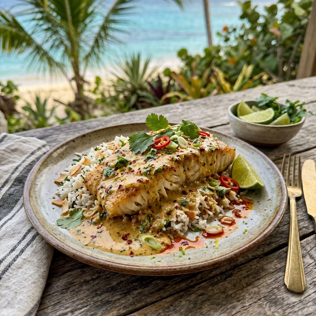 Tropical Grouper with Spicy Coconut Recipe That Heals in 5 Minutes