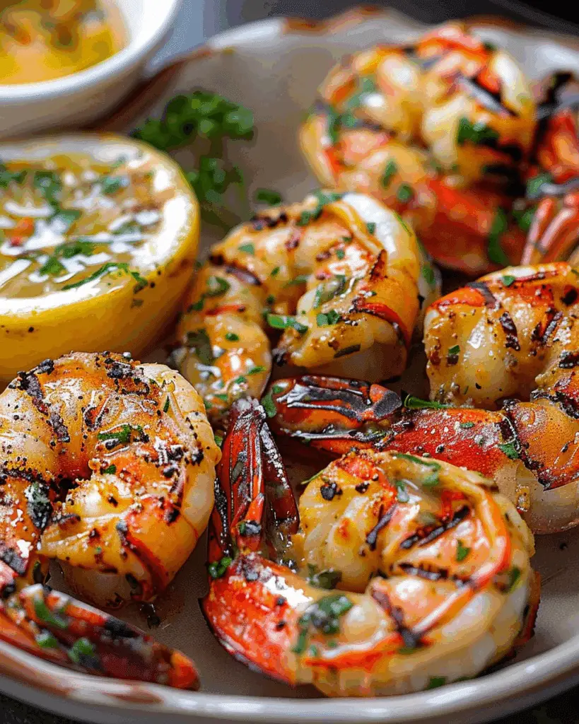 Grilled Lobster Tails and Shrimp with Herb-Butter Sauce