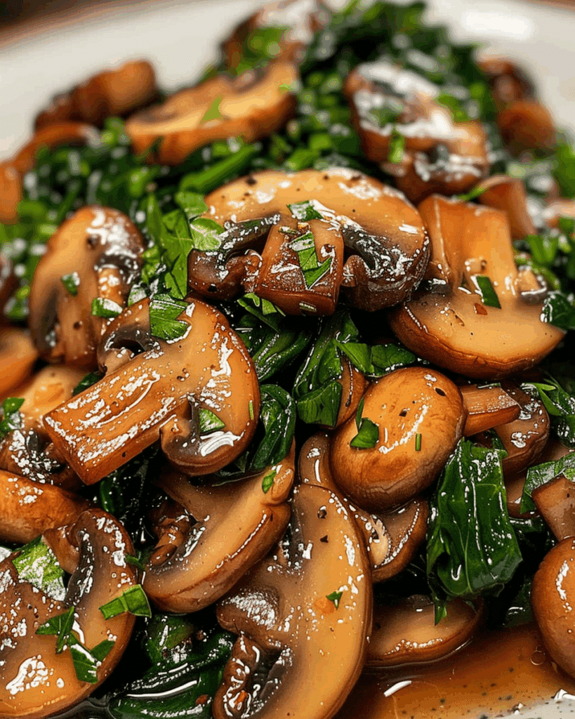 Tasty Sautéed Mushrooms Spinach