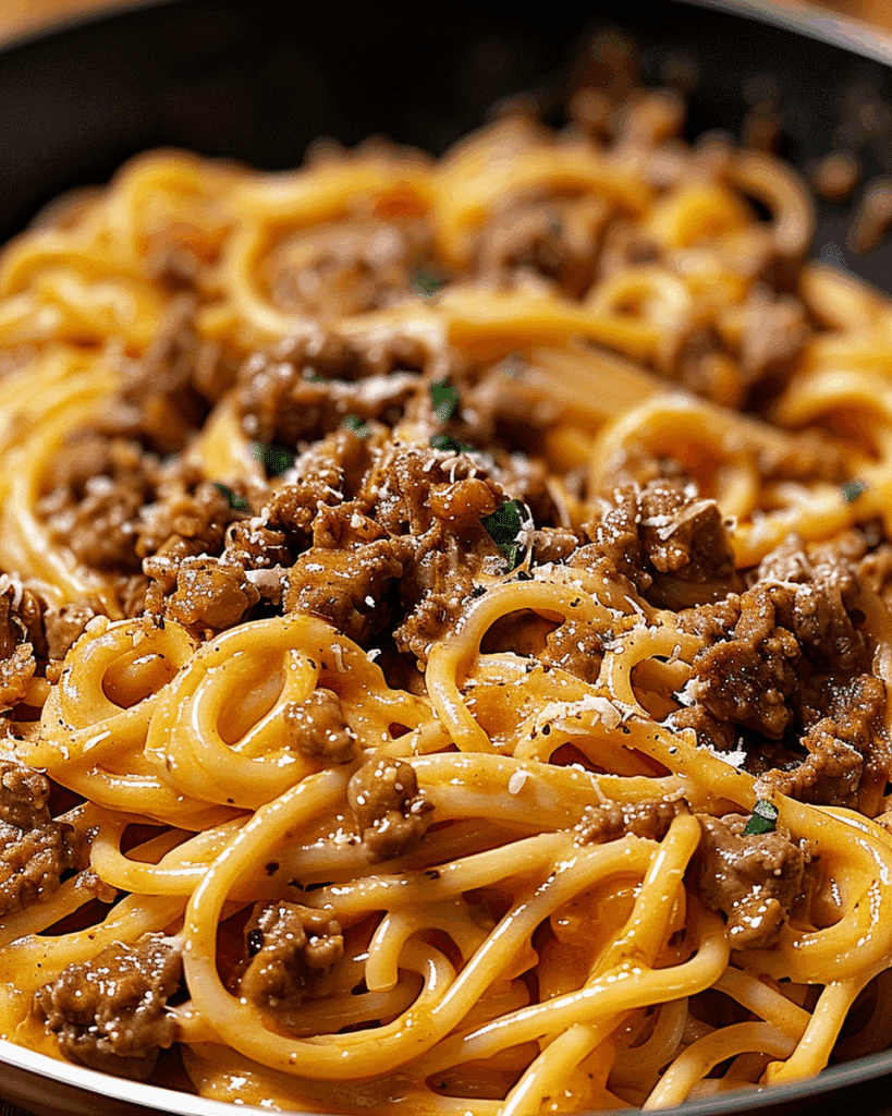 One-Pot Creamy Beef and Garlic Butter Pasta