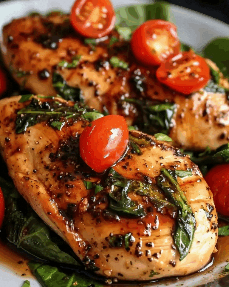 Balsamic Chicken Breast with Spinach and Tomatoes