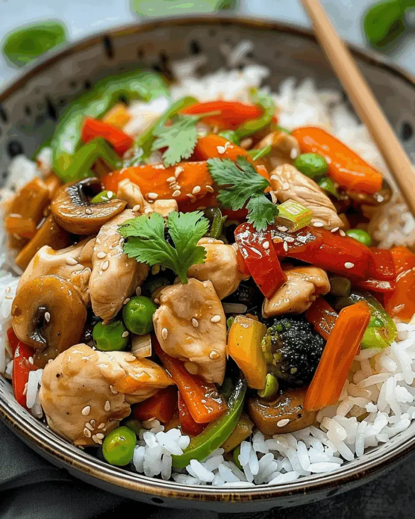 Healthy Chicken Stir‑Fry with Veggies & Fluffy Rice – Quick, Colorful & Delicious