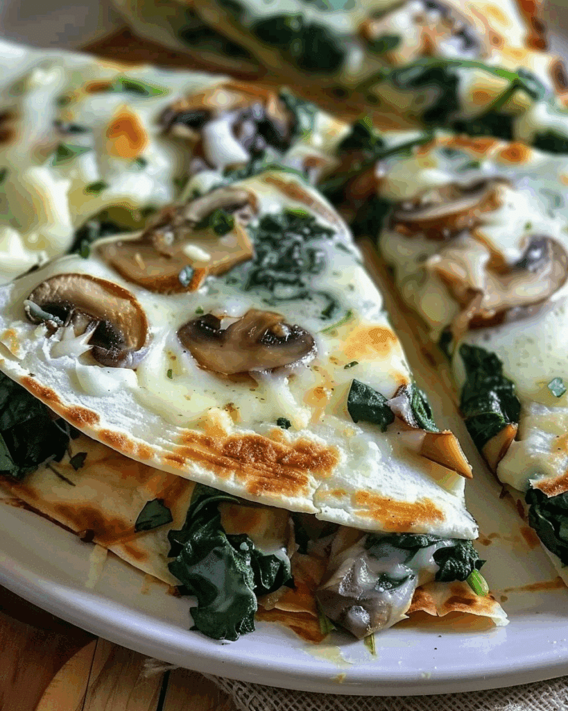 Baked Spinach Mushroom Quesadillas
