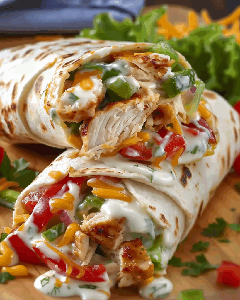 Crispy Chicken Bell Pepper Ranch Burritos