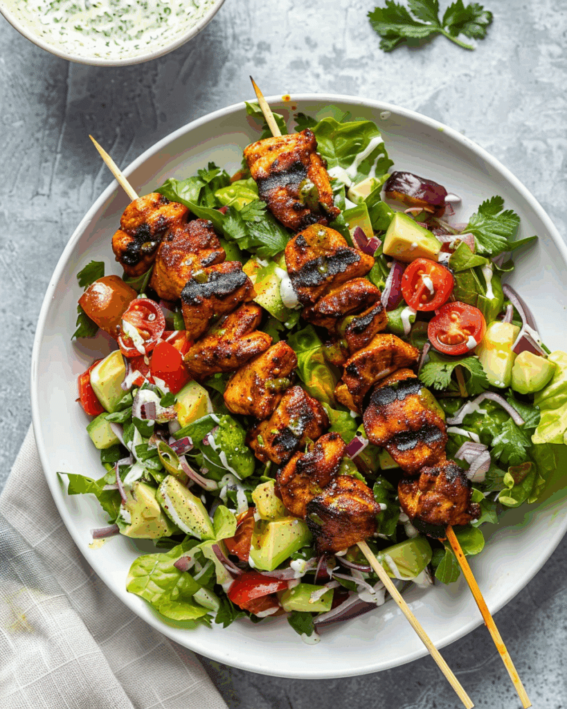 BBQ Chicken Skewer Salad