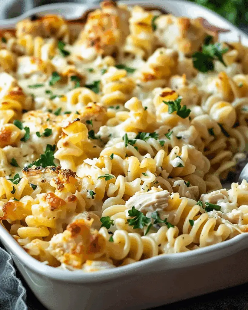 Garlic-Infused Parmesan Chicken Pasta Casserole