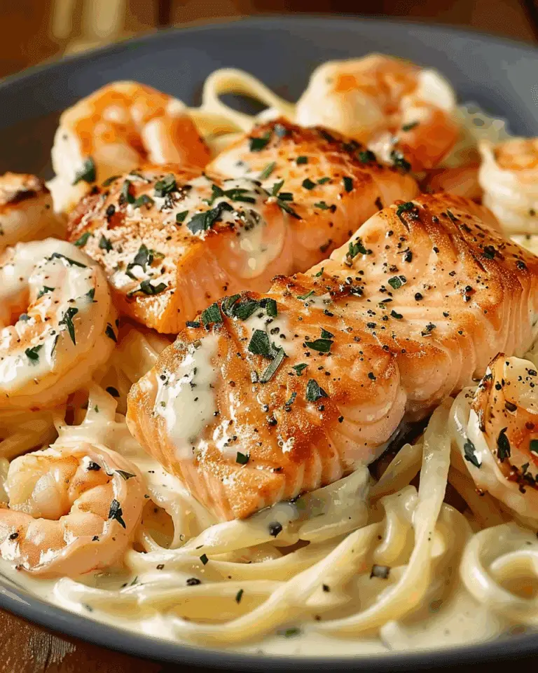 Salmon and Shrimp Alfredo