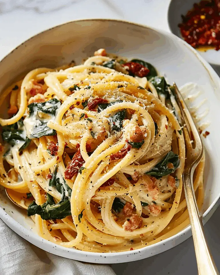 Spaghetti & Spinach with Sun-Dried Tomato Cream Sauce