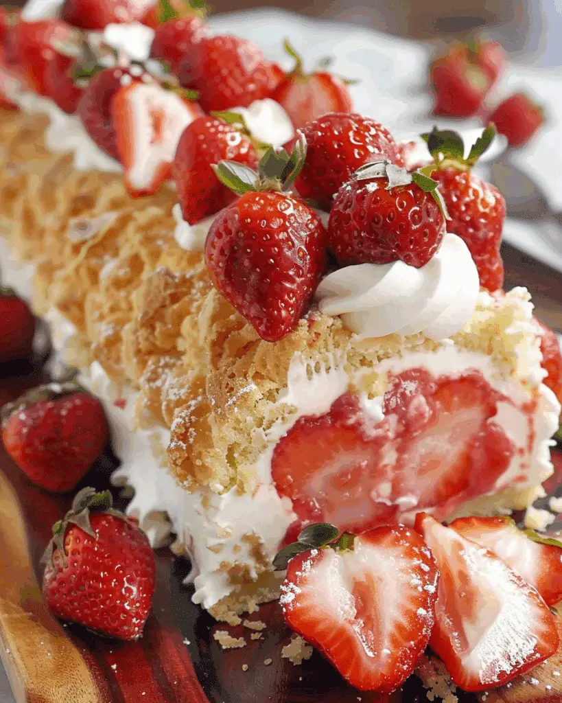 Homemade Strawberry Shortcake Cheesecake Roll
