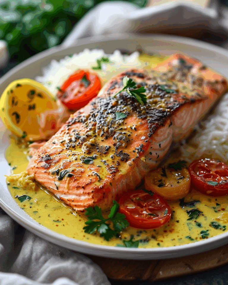 One-Pan Coconut Curry Salmon with Garlic Butter