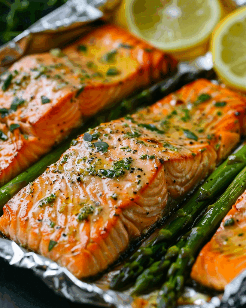 Baked Salmon in Foil with Asparagus