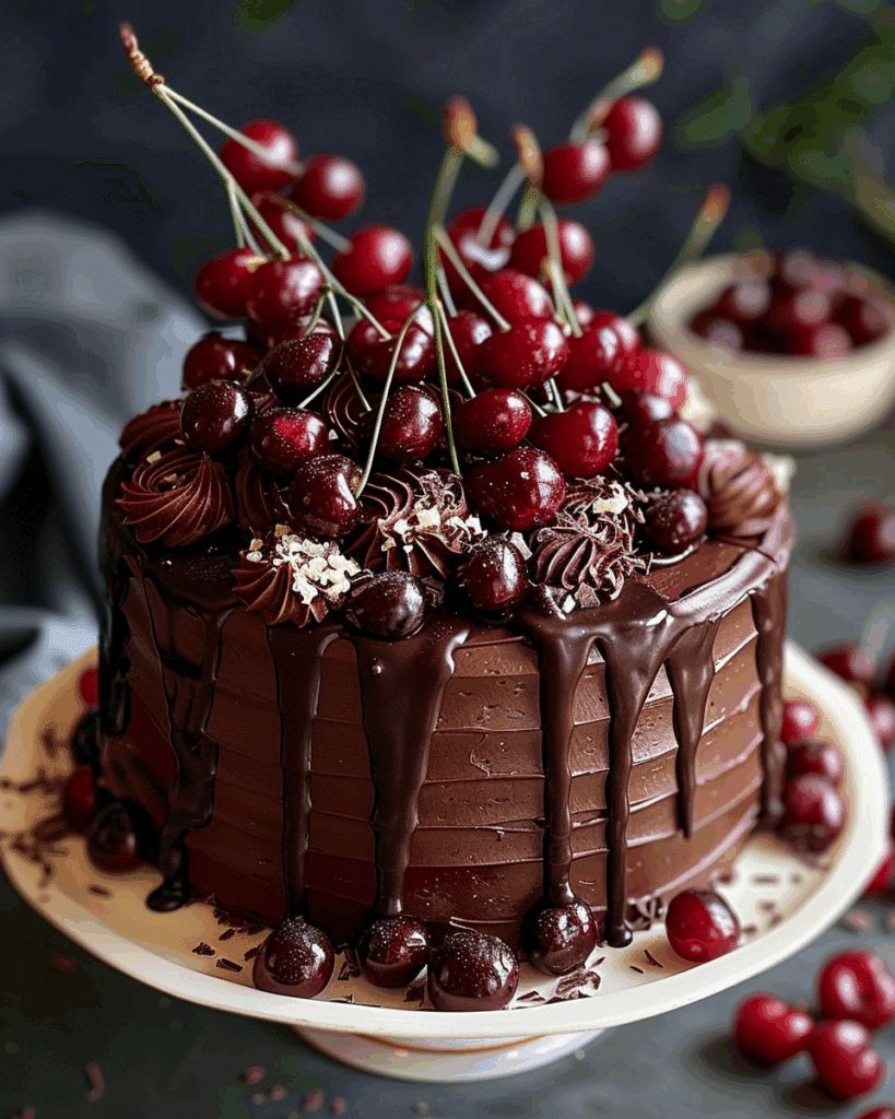 Swiss Chocolate Cherry Roll Cake