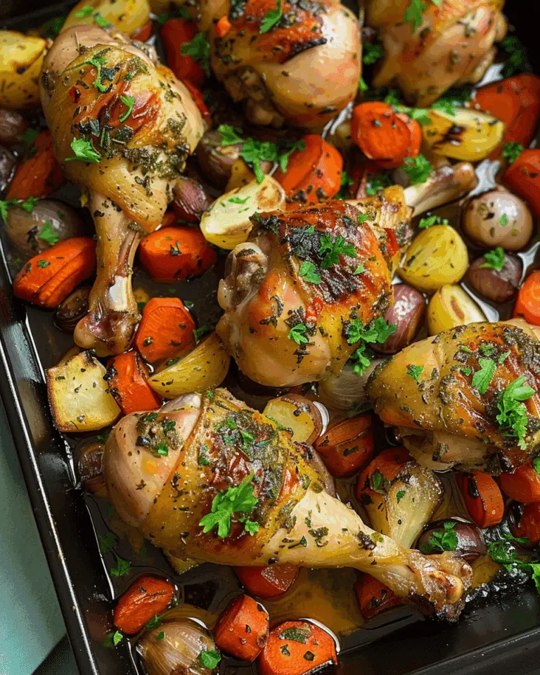 Ultimate Garlic Herb Roasted Drumsticks with Veggie Medley