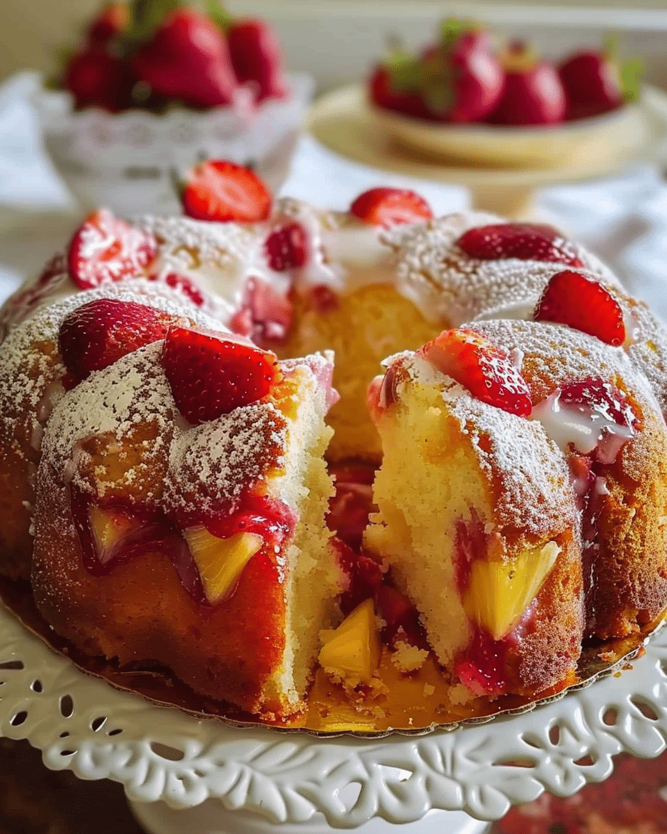 Strawberry Pineapple Pound Cake
