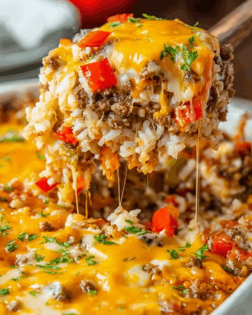 Cheesy Stuffed Pepper Beef Casserole