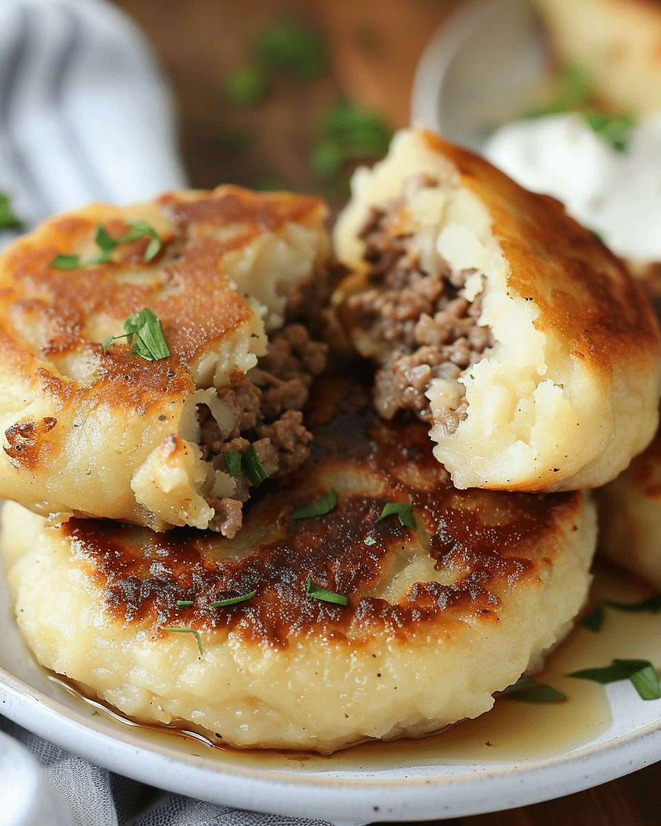 Mashed Potato Pancakes with Meat Filling
