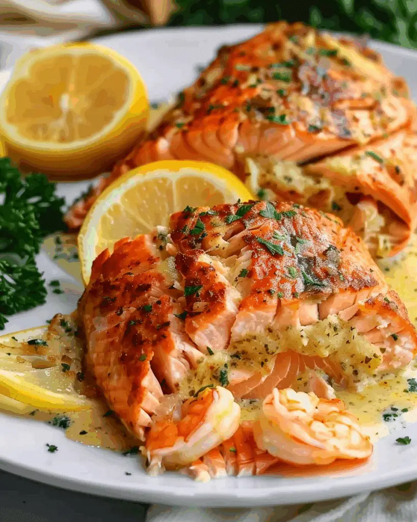 Crab and Shrimp Stuffed Salmon