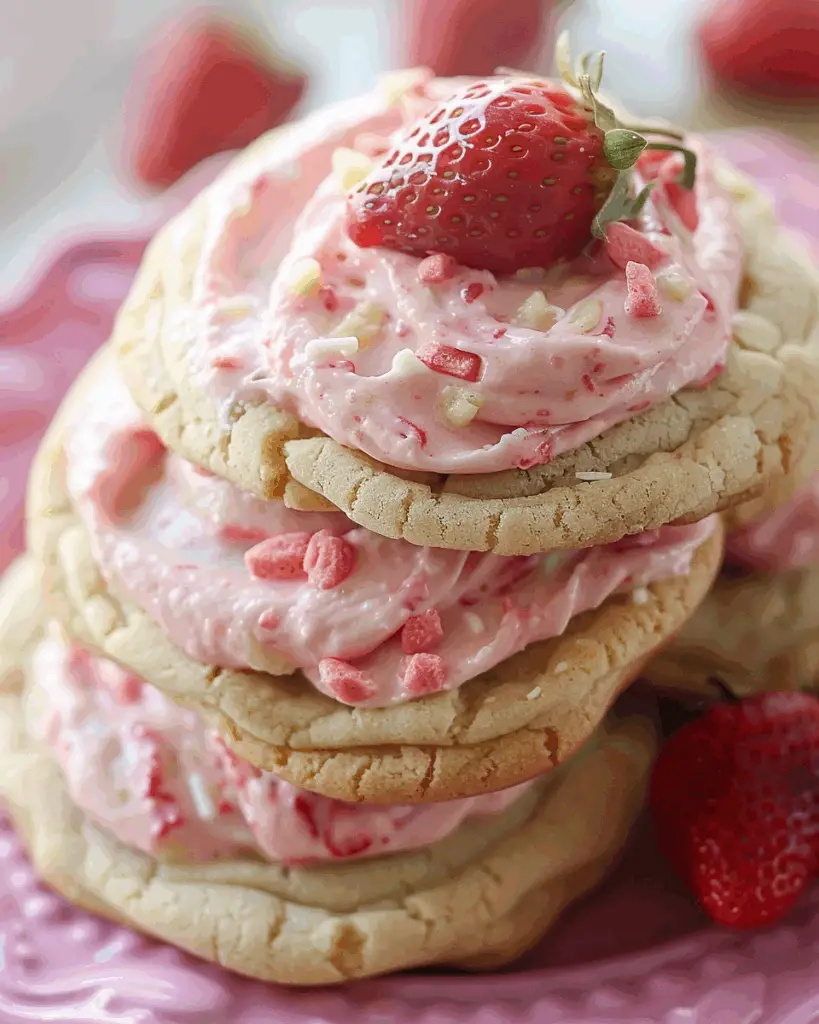 Strawberry Banana Pudding Cookies With Cheesecake