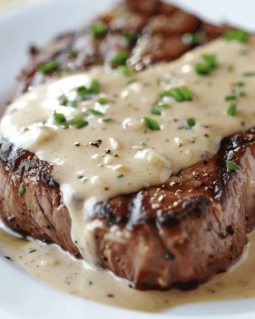Steak with Luscious Garlic Cream Sauce