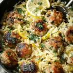 Chicken Piccata Meatballs with Orzo