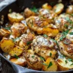 Garlic Parmesan Chicken and Potatoes Skillet
