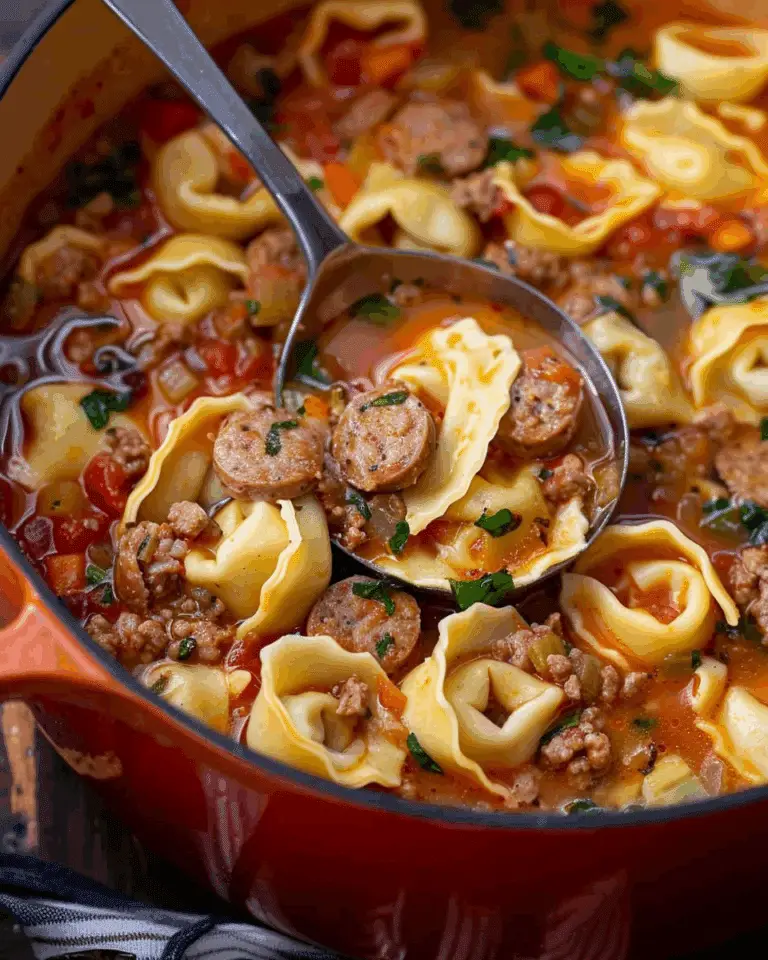 One Pot Italian Sausage Tortellini Soup
