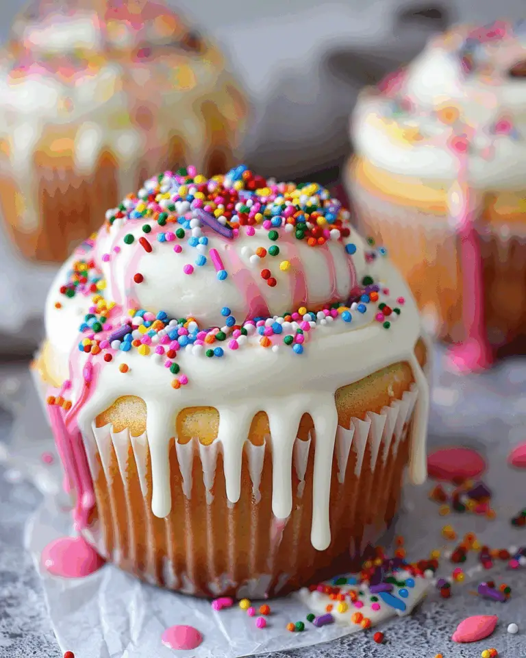 Confetti Cookie Drip Cupcakes
