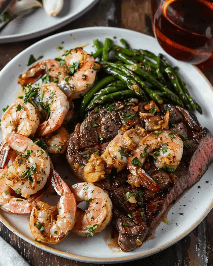 Garlic Butter Ribeye Steak and Shrimp