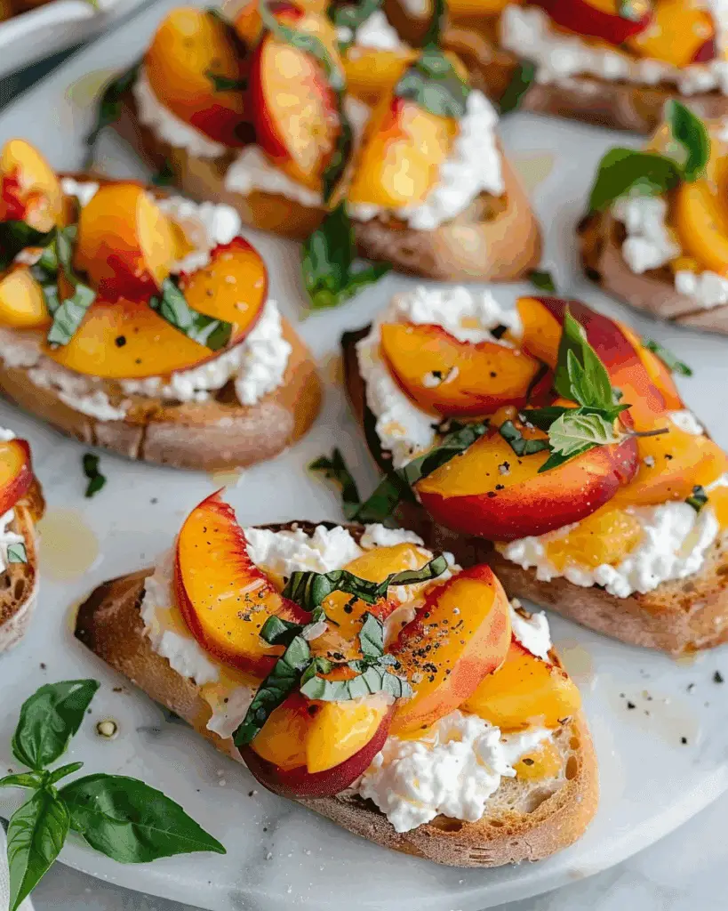 Quick Peach Bruschetta with Whipped Ricotta