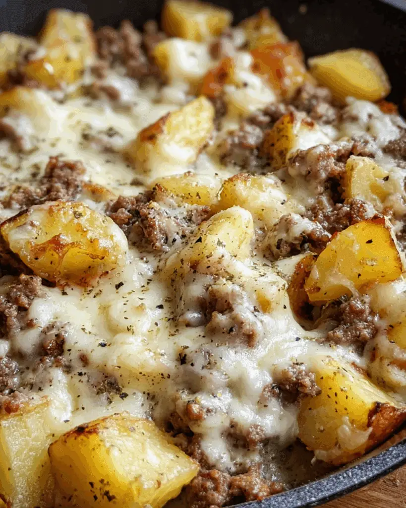 Cheesy Ground Beef and Potato Skillet