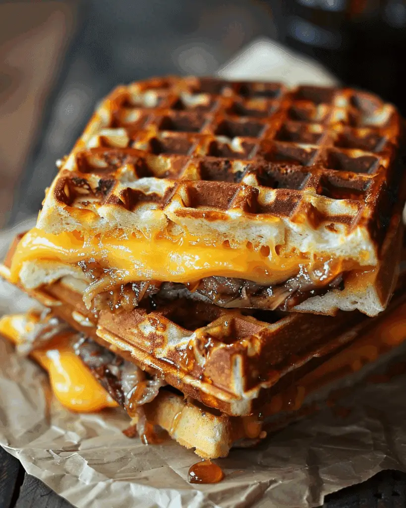 Bourbon-Maple Brisket Grilled Cheese Wafflewich