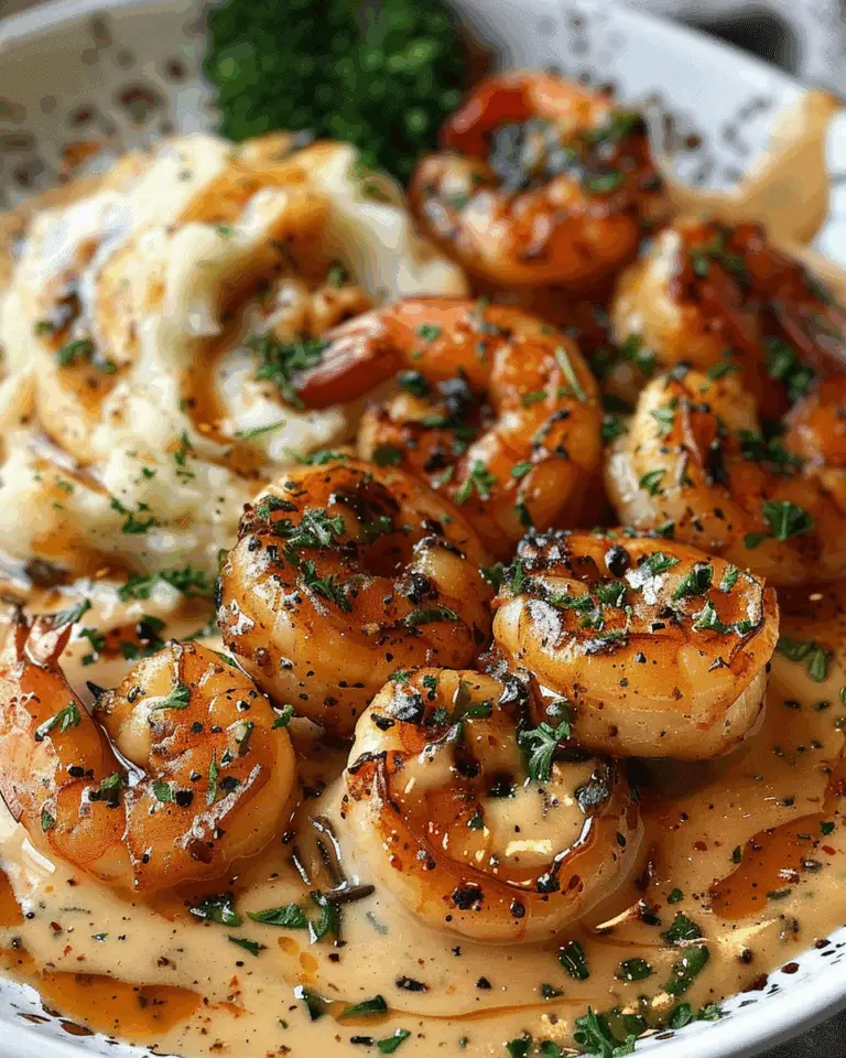 Garlic Butter Seared Shrimp with Cajun Cream Sauce & Mashed Potatoes