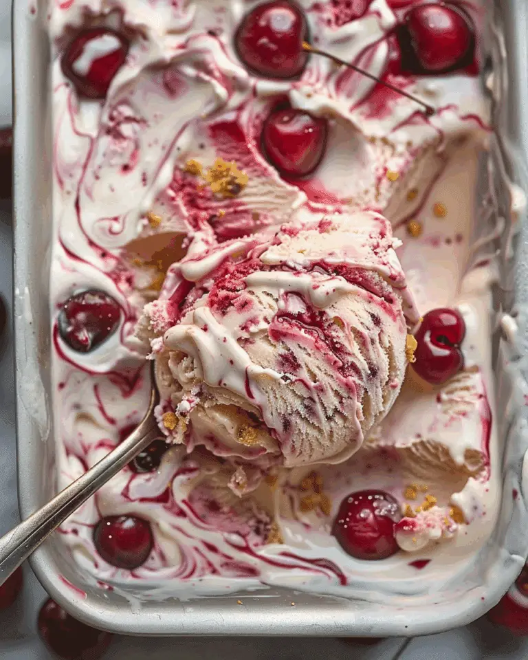 Easy No Churn Cherry Cheesecake Ice Cream