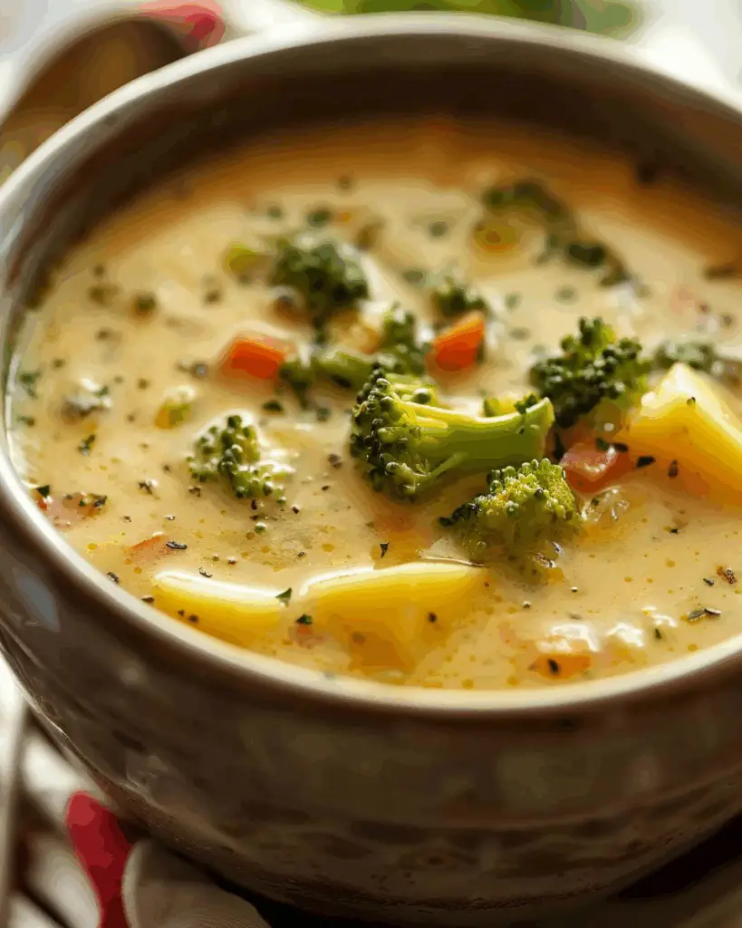 Easy Crockpot Potato Broccoli Cheddar Soup