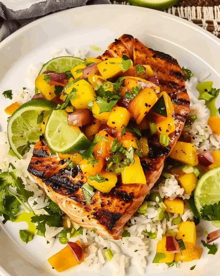 Salmon with Mango Salsa (Grilled or Baked)