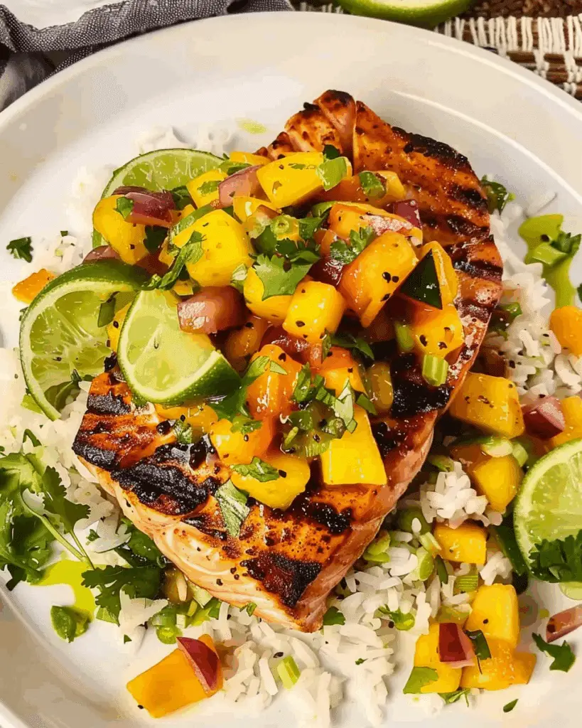 Salmon with Mango Salsa (Grilled or Baked)
