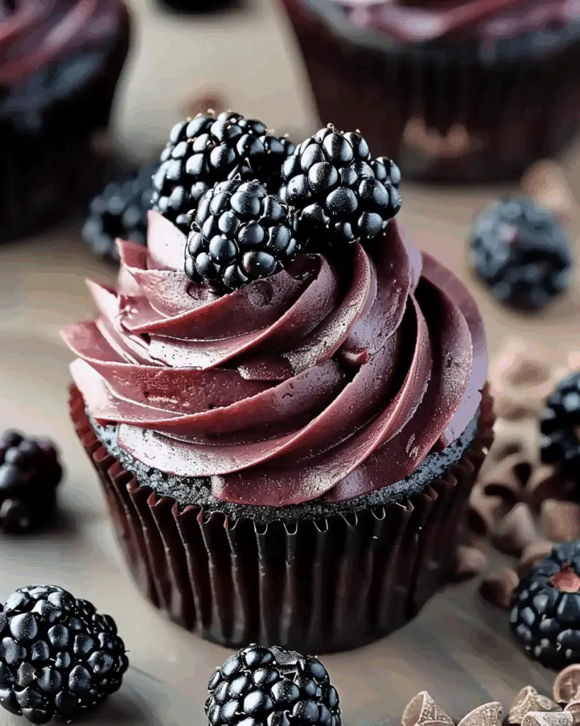 Dark Chocolate Blackberry Cupcakes
