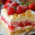 Tropical No-Bake Strawberry Split Cake