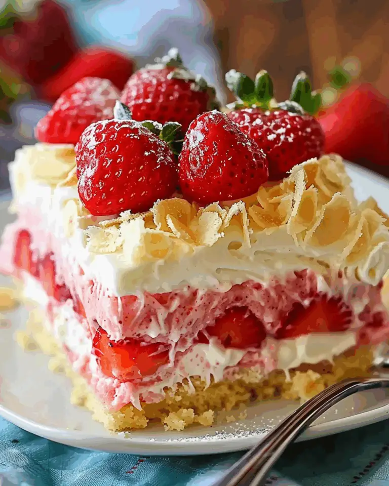 Tropical No-Bake Strawberry Split Cake