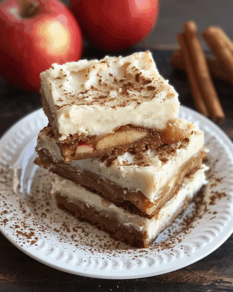Cinnamon Blondies with Caramelized Apples and Cream Cheese Frosting
